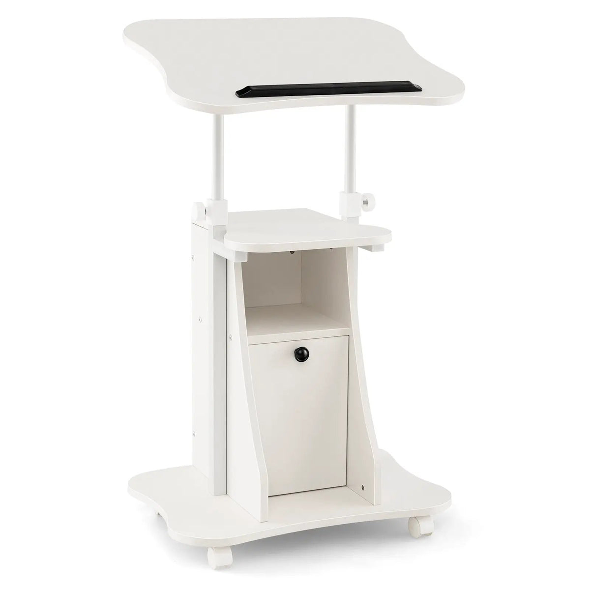 Adjustable Mobile Standing Desk Cart with Tilt Desktop and Cabinet, photo 9 of 9
