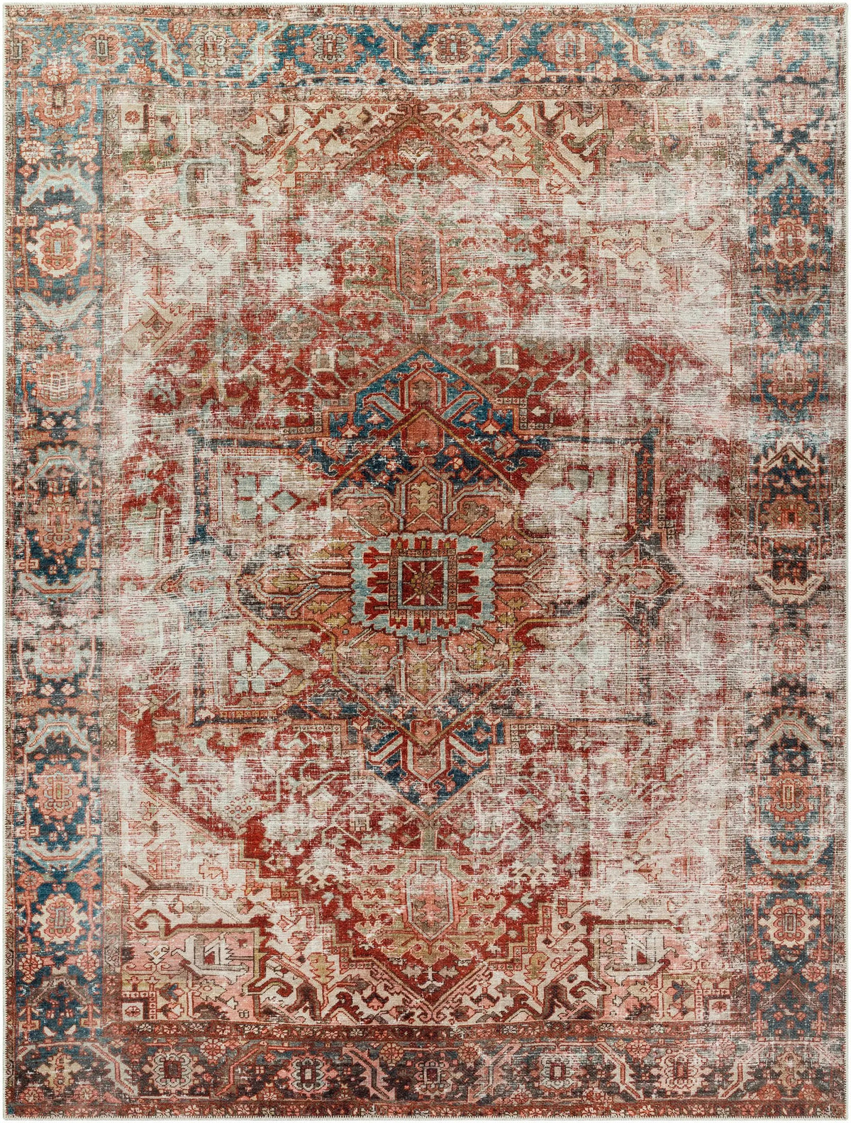 Adtugan Vintage Flat Pile Washable Rug