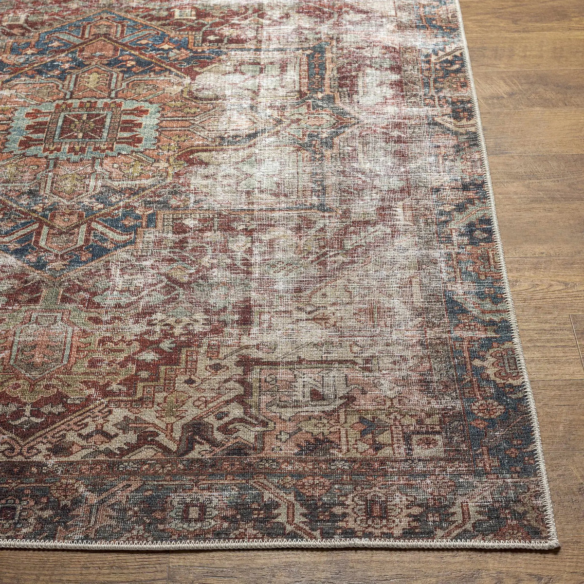 Adtugan Vintage Flat Pile Washable Rug, photo 5 of 13
