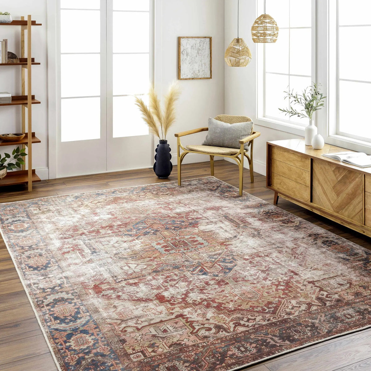 Adtugan Vintage Flat Pile Washable Rug, installed in a room 4