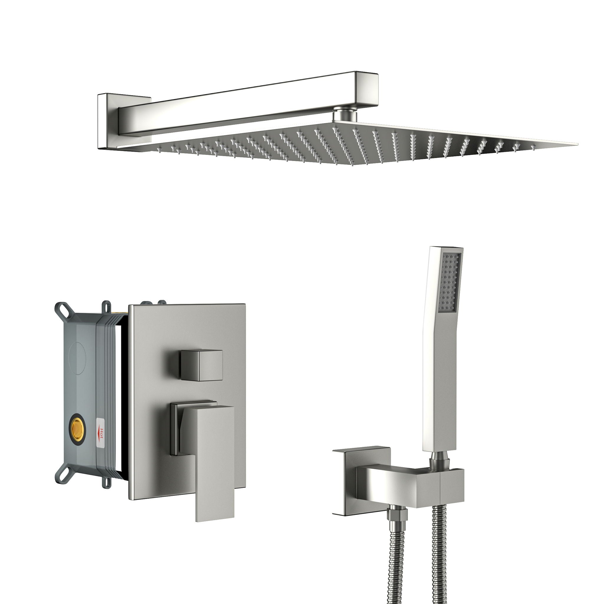 Dual Shower Head 10" Wall Mounted Square Shower System by HouseOfZazla
