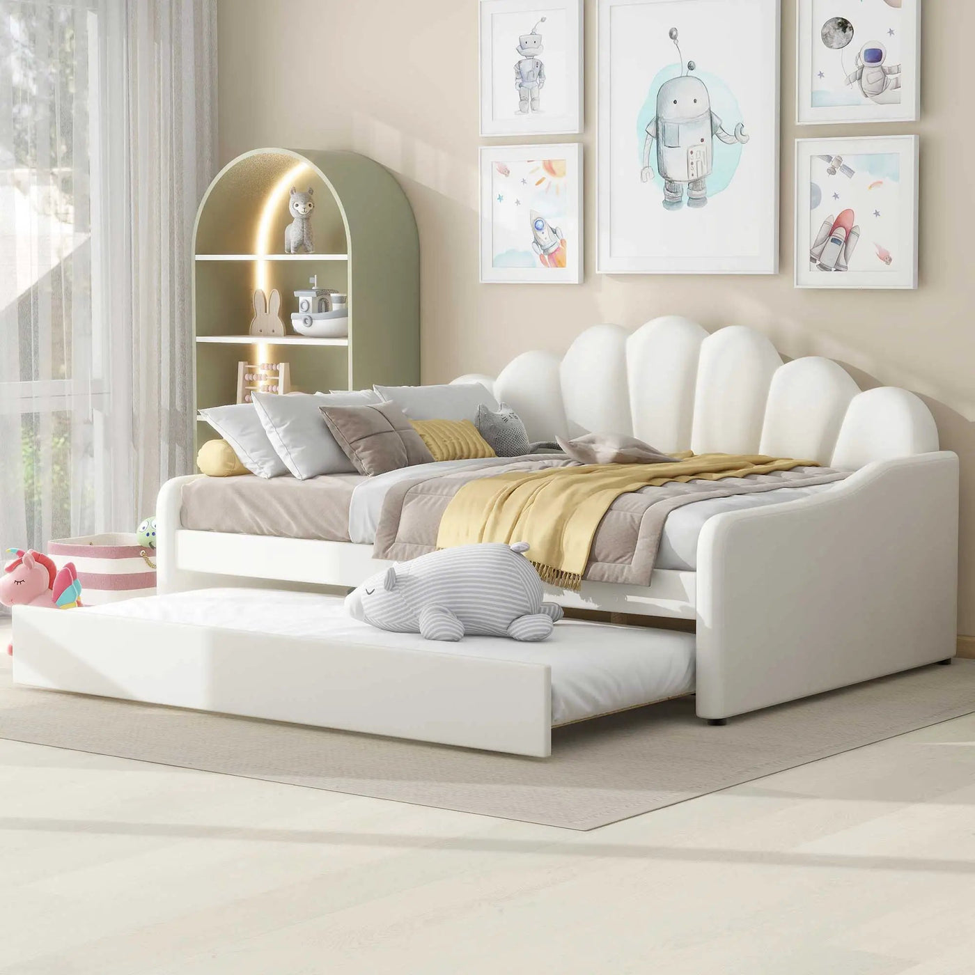 Upholstery Daybed Frame With Shell Shaped Backrest by Unique Piece Furniture