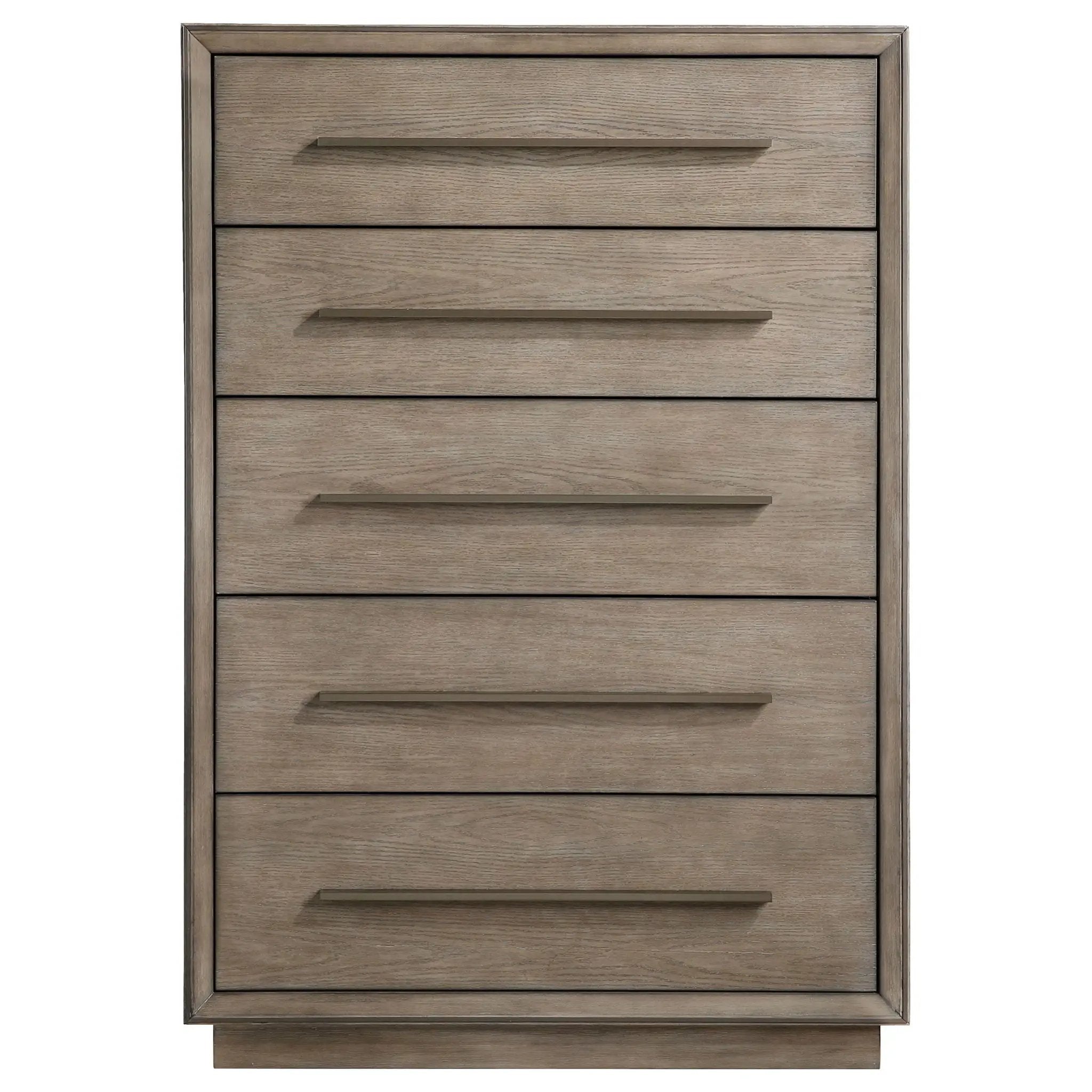 Prescott - 5 Drawer Bedroom Chest With Mitered Trim - Taupe by HouseOfZazla