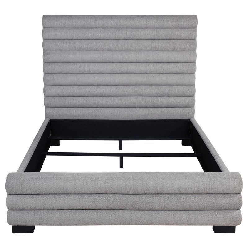 Queen Bed With Textured, And Tufted Headboard - Gray by HouseOfZazla