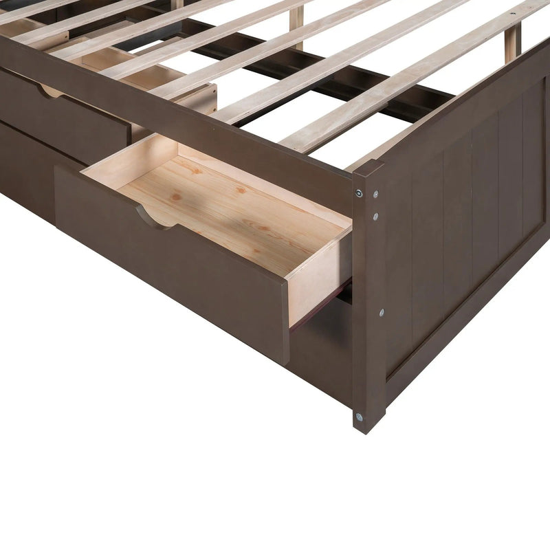 Captain Bed With Built In Bookshelves, 3 Storage Drawers, And Trundle by HouseOfZazla