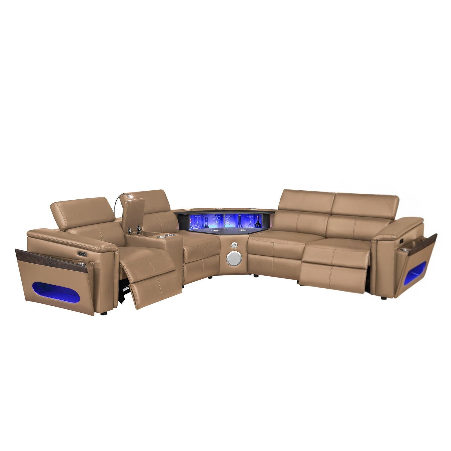 Nova - Sectional With Bluetooth Speaker, LED And Lifting Wine Cabinet by HouseOfZazla
