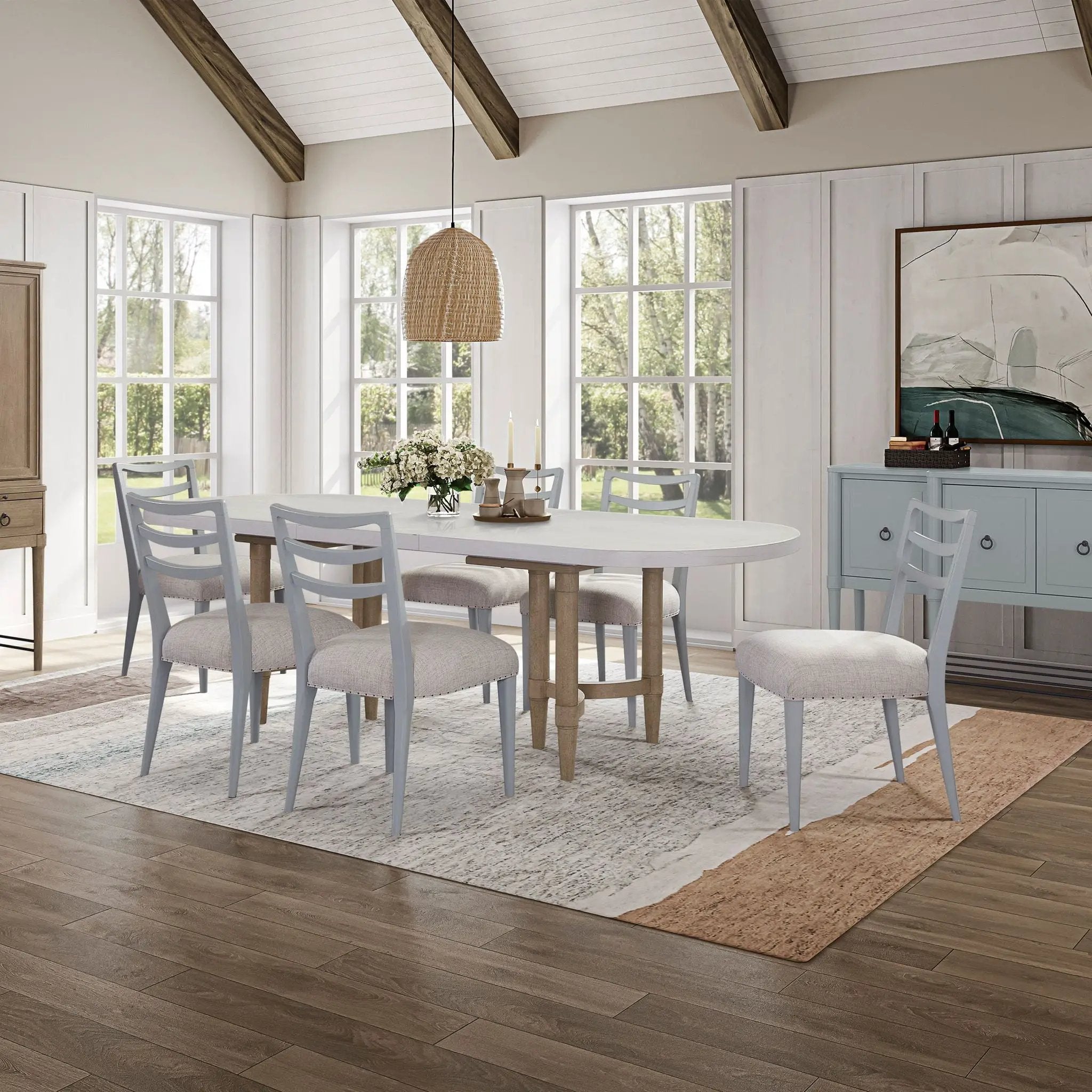 Triad - Double Pedestal Dining Table With Leaf - Sand by Unique Piece Furniture