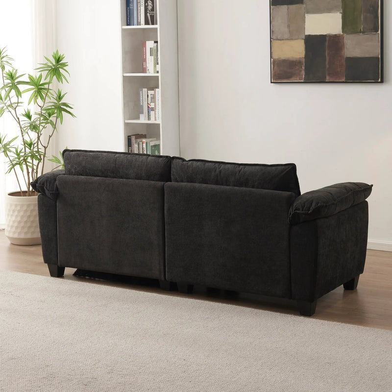 Living Room Furniture Big Loveseat Luxury Couch with Soft Chenille Upholstered Sofa Black by HouseOfZazla