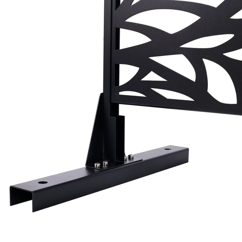 Outdoor & Indoor Privacy Screen Metal Privacy Screen, Freestanding Decorative Privacy Screen For Deck Balcony Patio - Black by HouseOfZazla