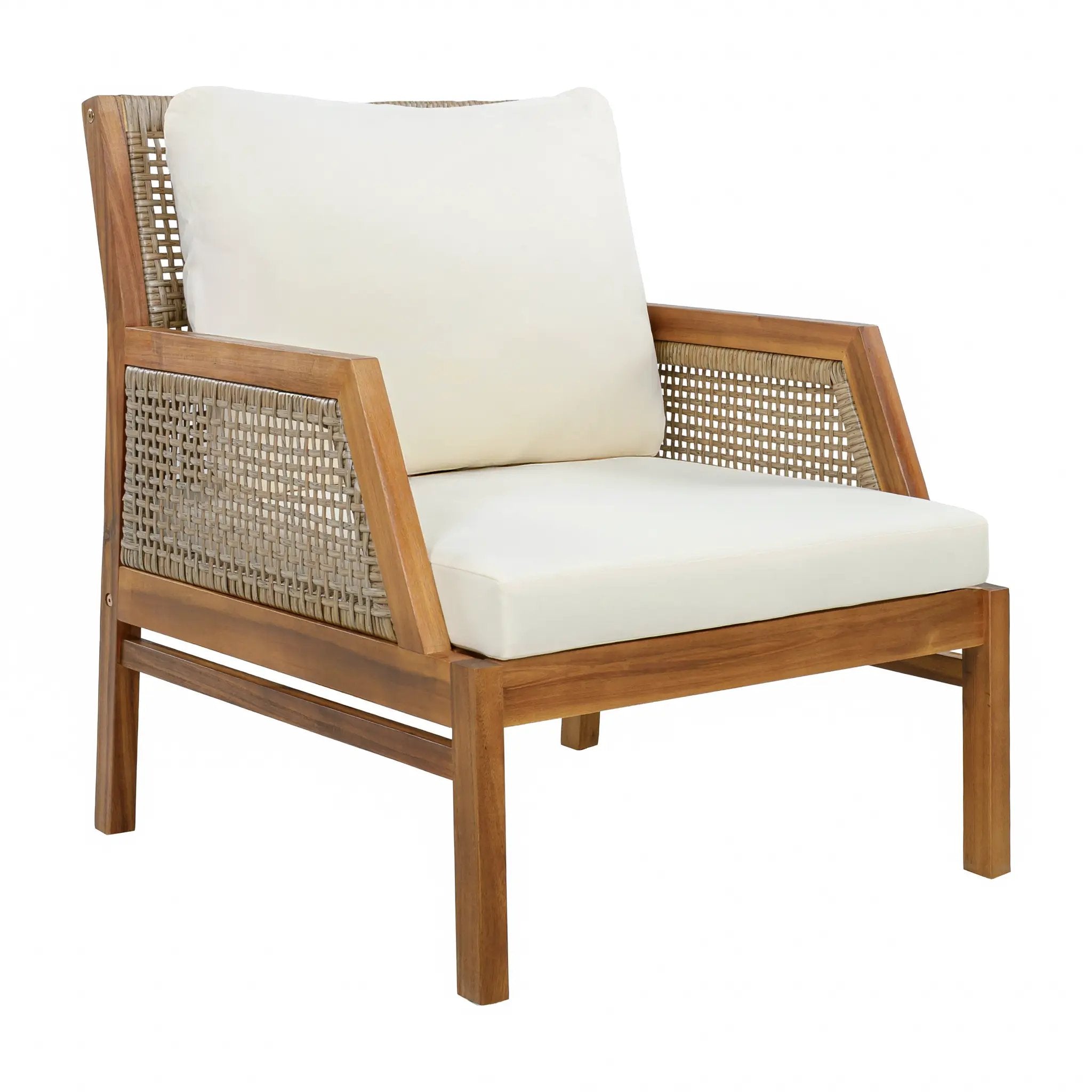 Acacia Wood Patio Furniture Club Chair with Outdoor Wicker by HouseOfZazla