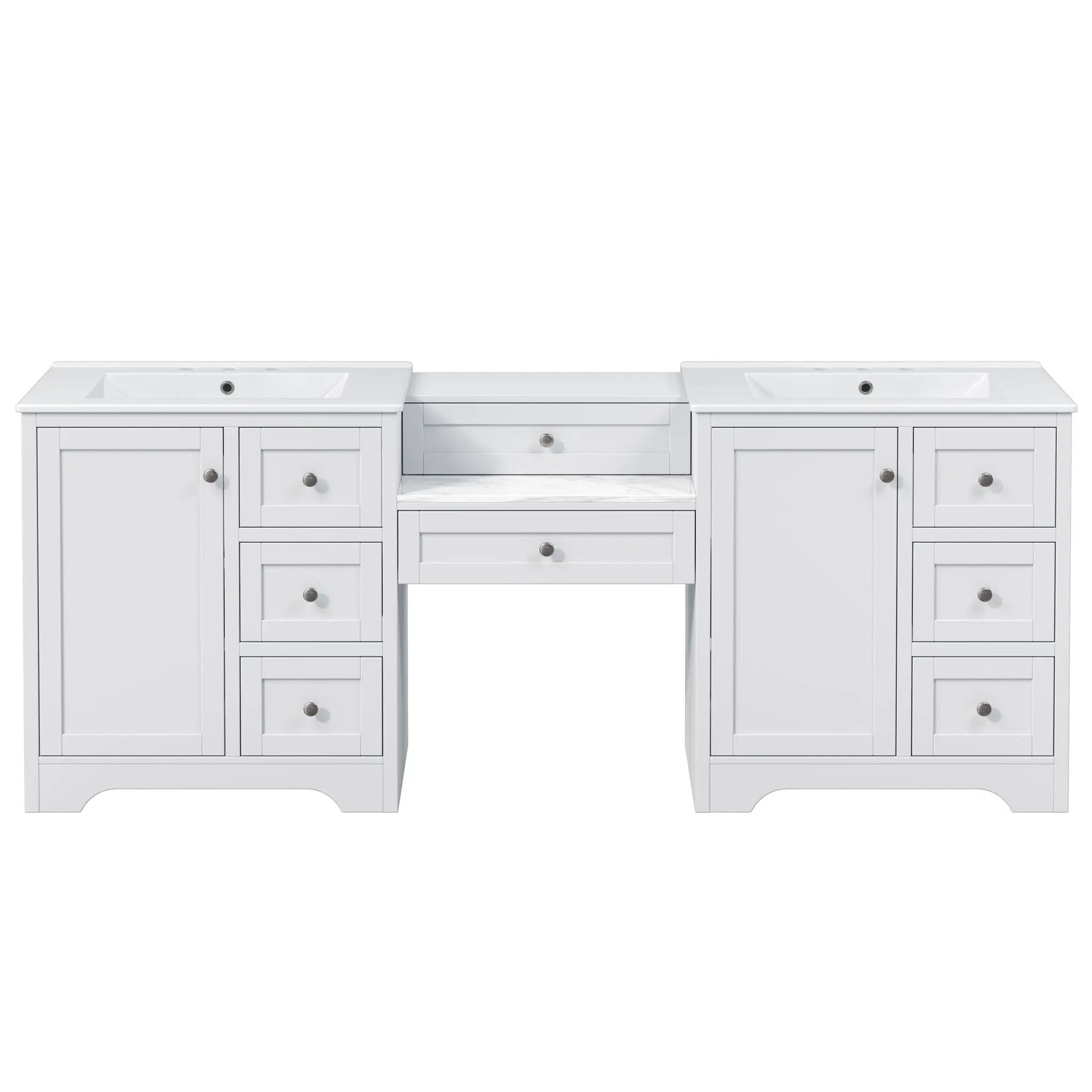 Double Sink Bathroom Vanity With Countertop, 2 Ceramic Sinks, 6 Drawers by HouseOfZazla
