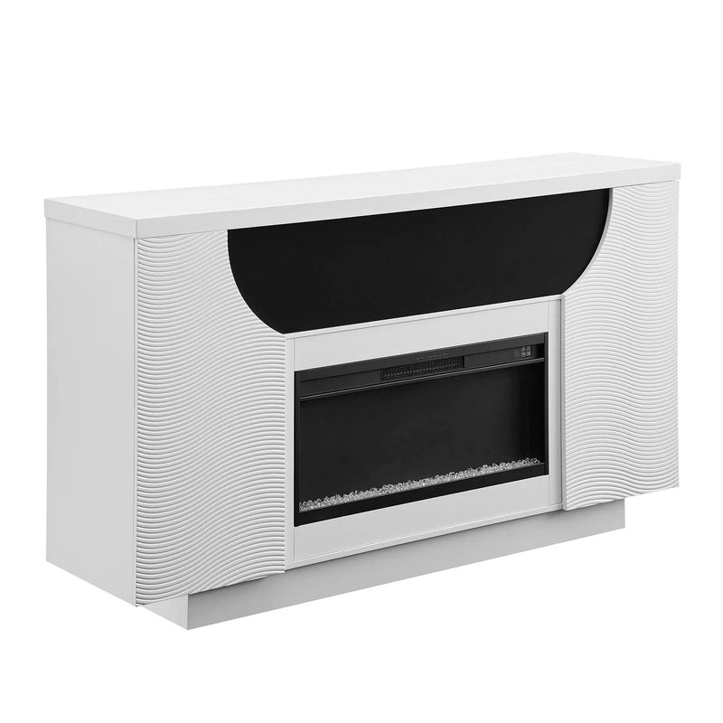 Aurora - Fireplace TV Lift With Adjustable Temperature And LED Colors - White by Unique Piece Furniture