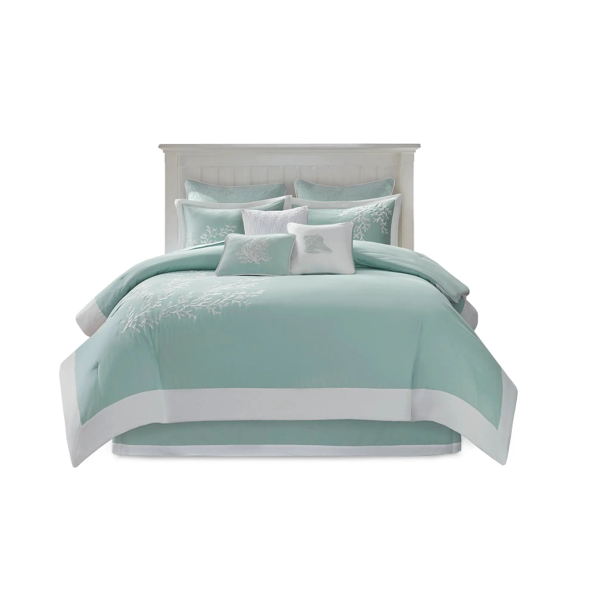 Oversized Cotton Jacquard Comforter Set Aqua Cal King by HouseOfZazla