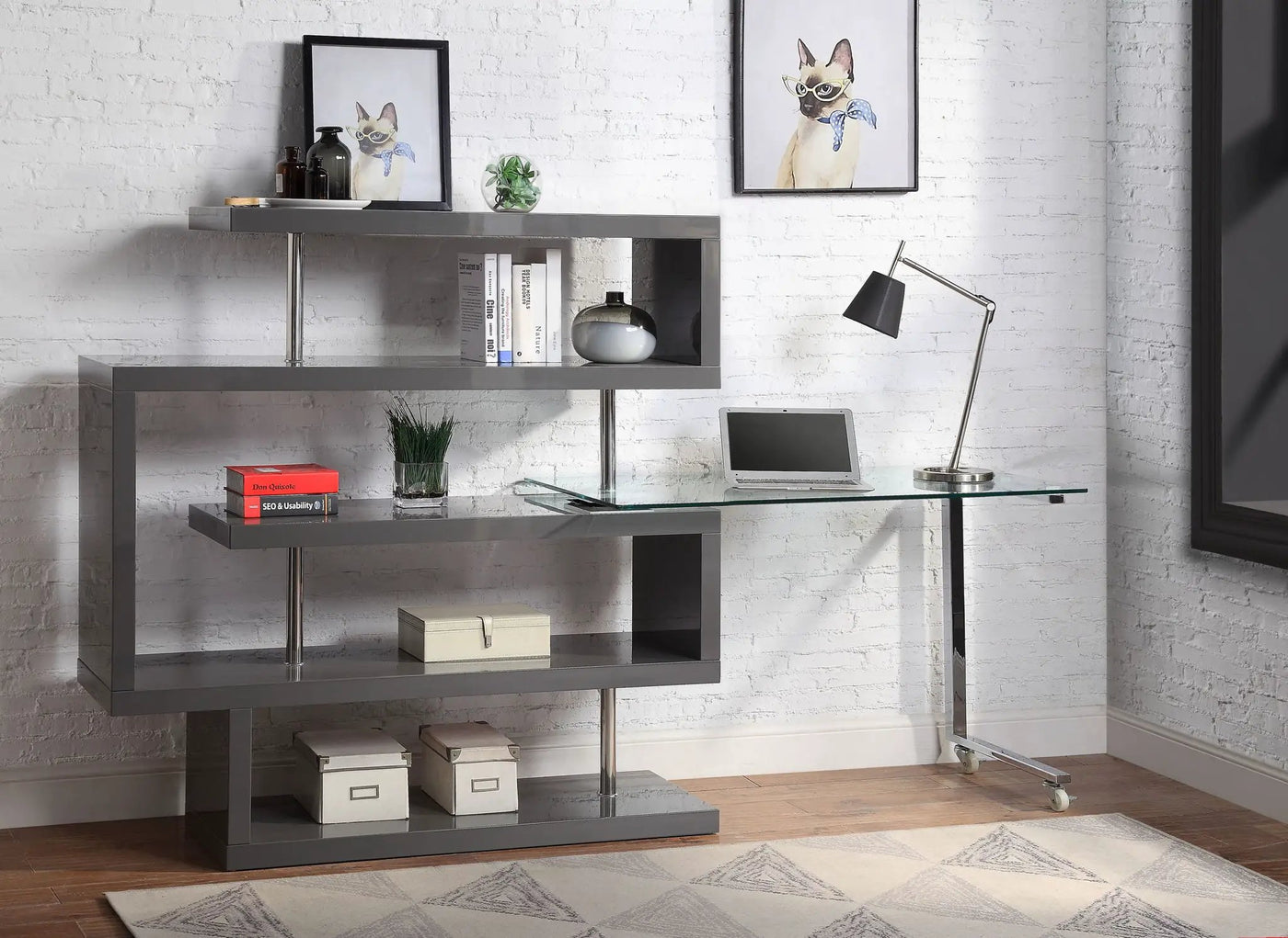 Buck II - Writing Desk With Bookshelf by Unique Piece Furniture