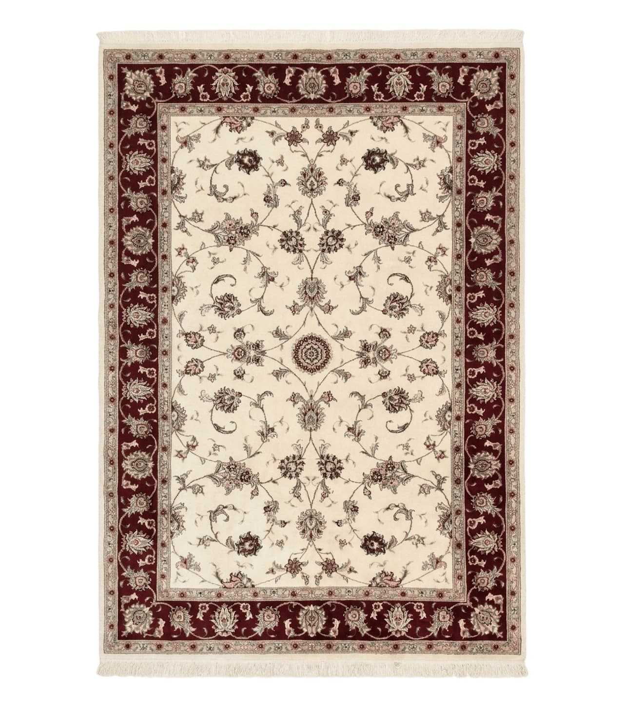 Ivory and Burgundy Pak Persian Rug 6x9 by Jewel Rugs