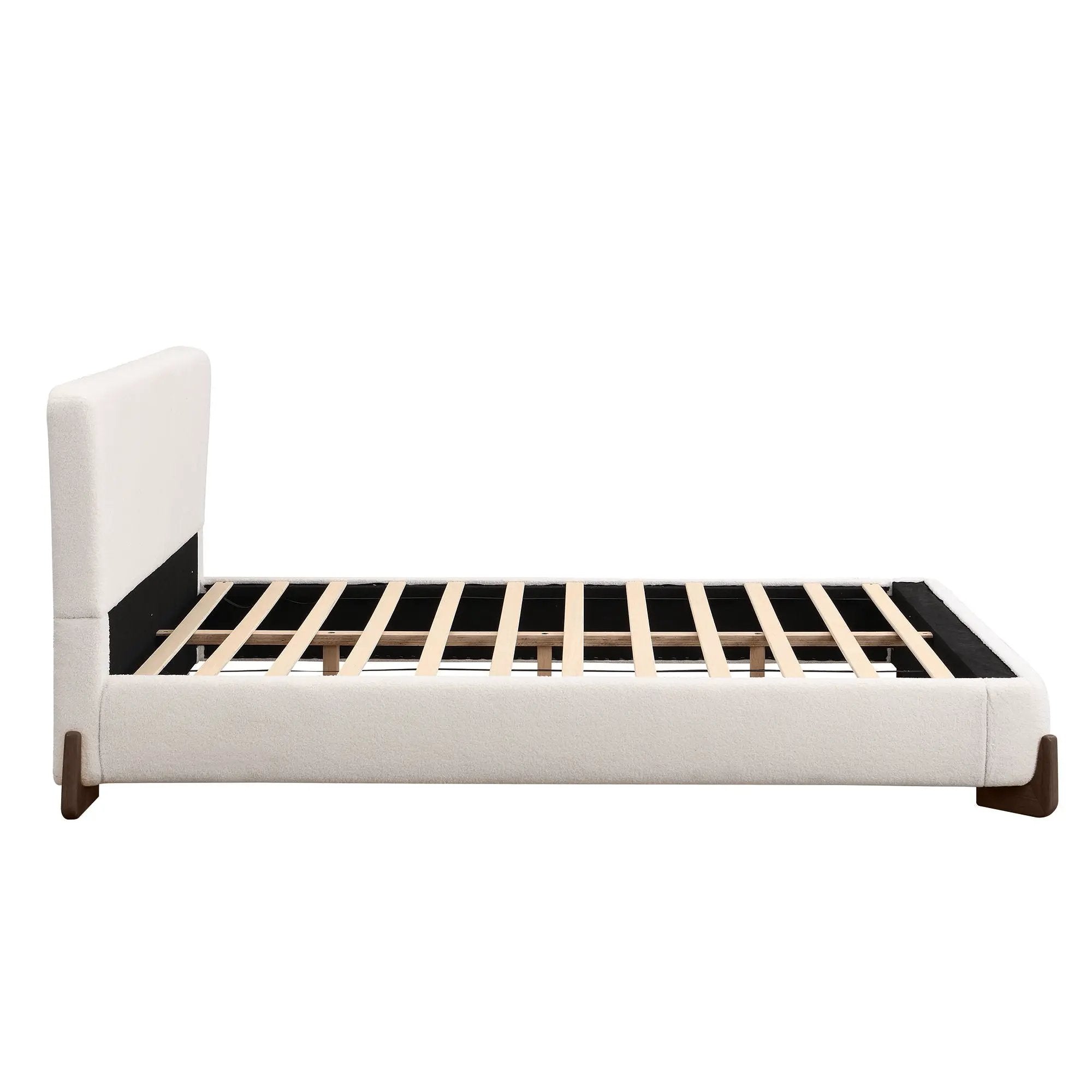 Queen Size Elegant Terry Upholstered Bed - White by HouseOfZazla