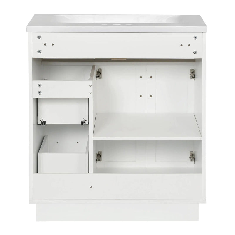 Bathroom Vanity With 2 Doors, 2 Drawers, Adjustable Shelf, Hidden Slides & Soft Close Hinges