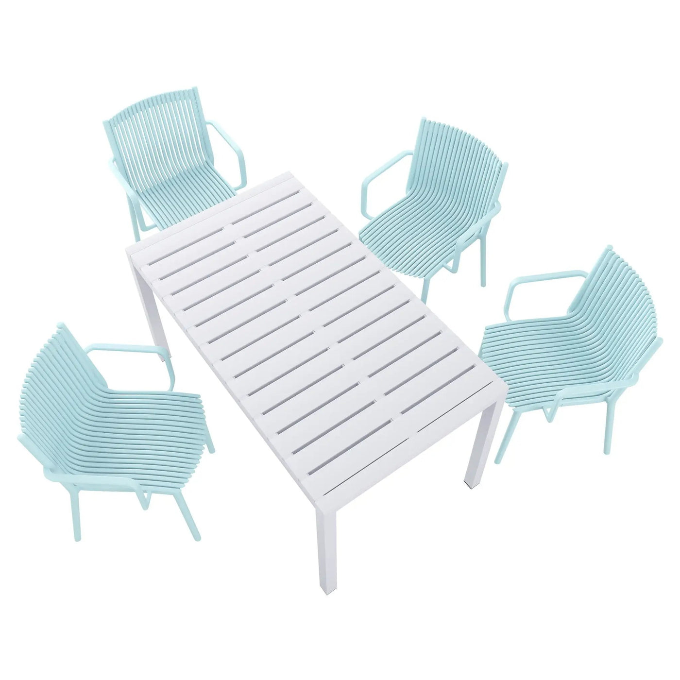 4 Modern Stackable Armchair Matched With Long Table by Unique Piece Furniture