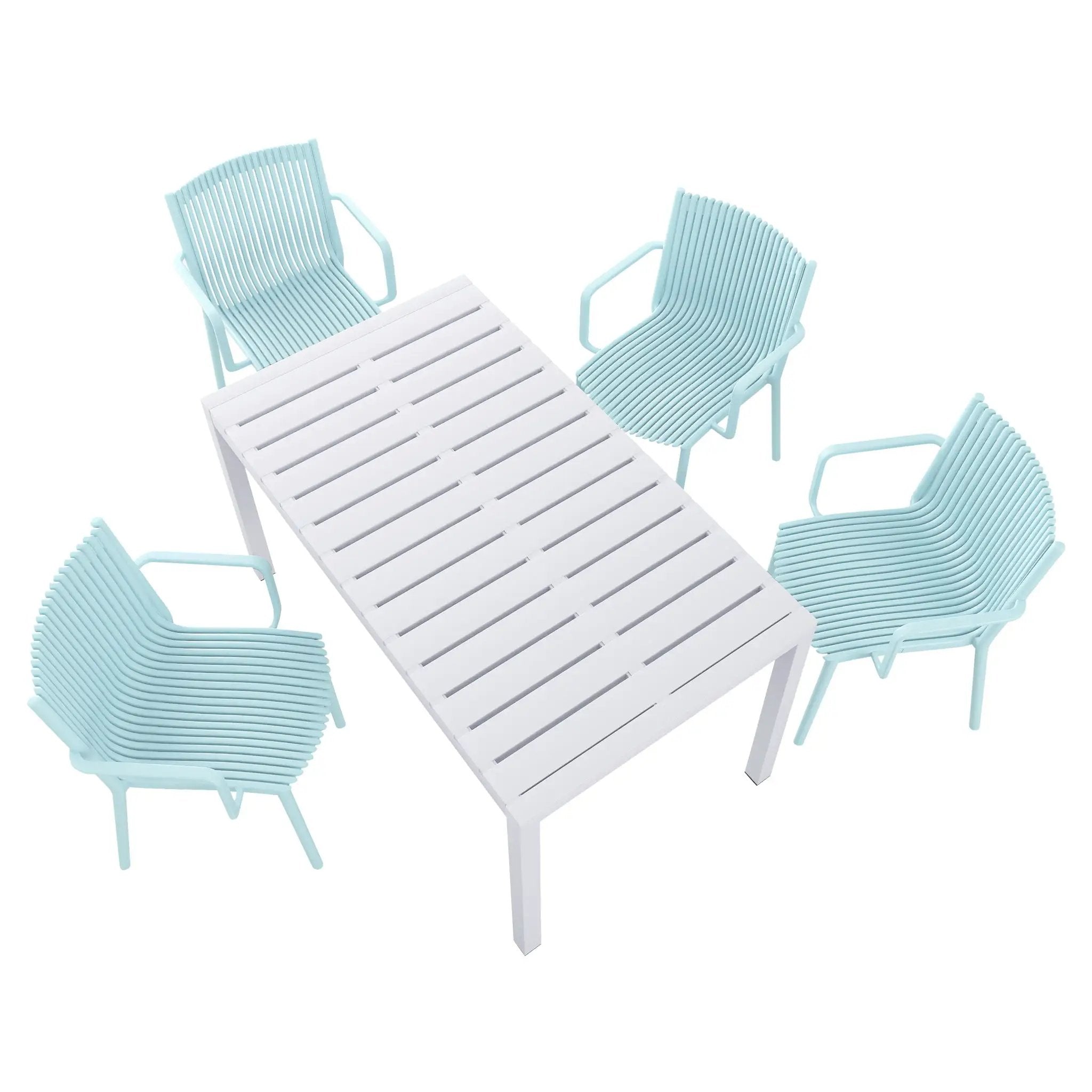 4 Modern Stackable Armchair Matched With Long Table by HouseOfZazla