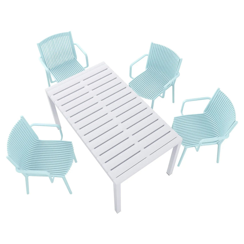 4 Modern Stackable Armchair Matched With Long Table by HouseOfZazla