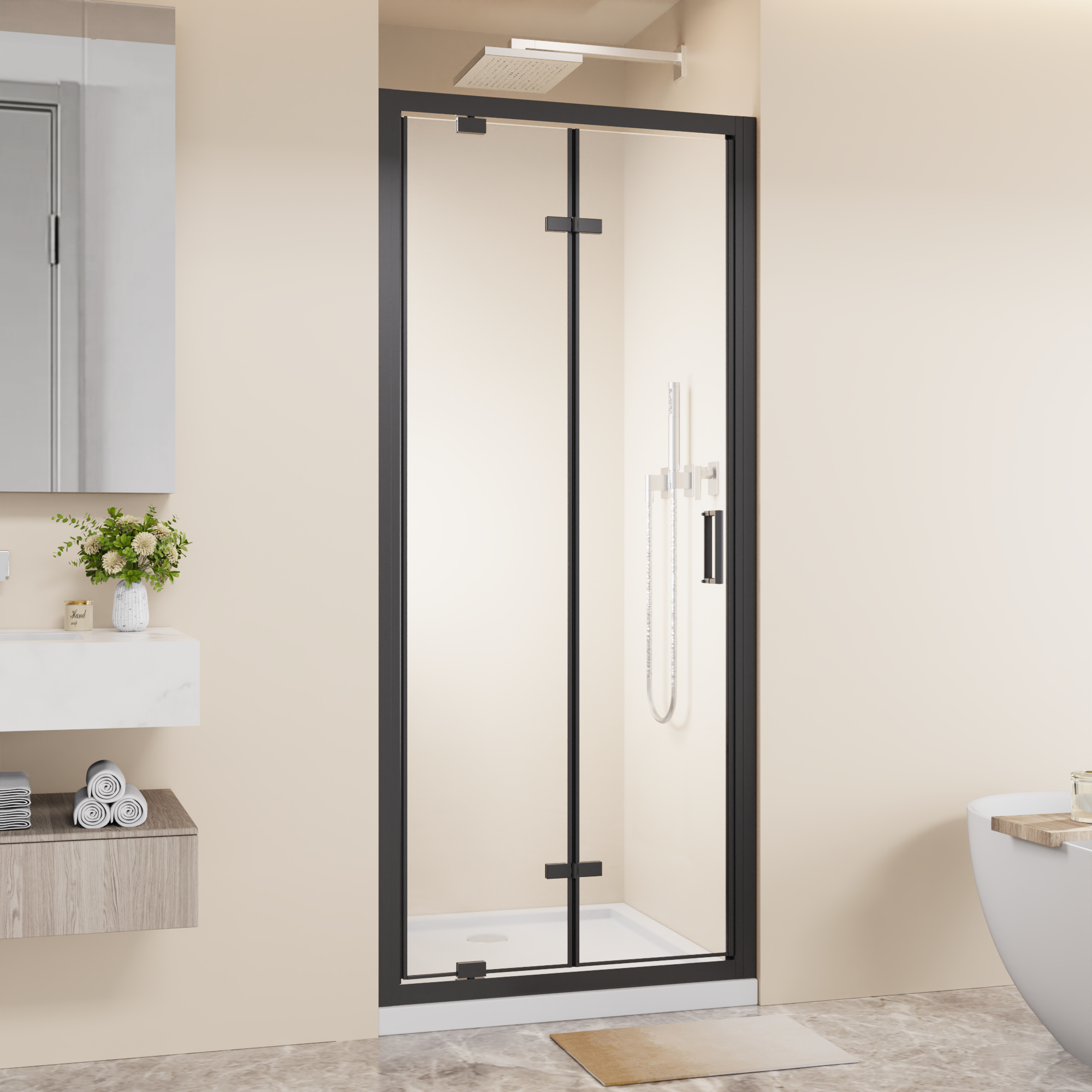 Framed Bi-fold Pivot Shower Door 32"x72" by HouseOfZazla