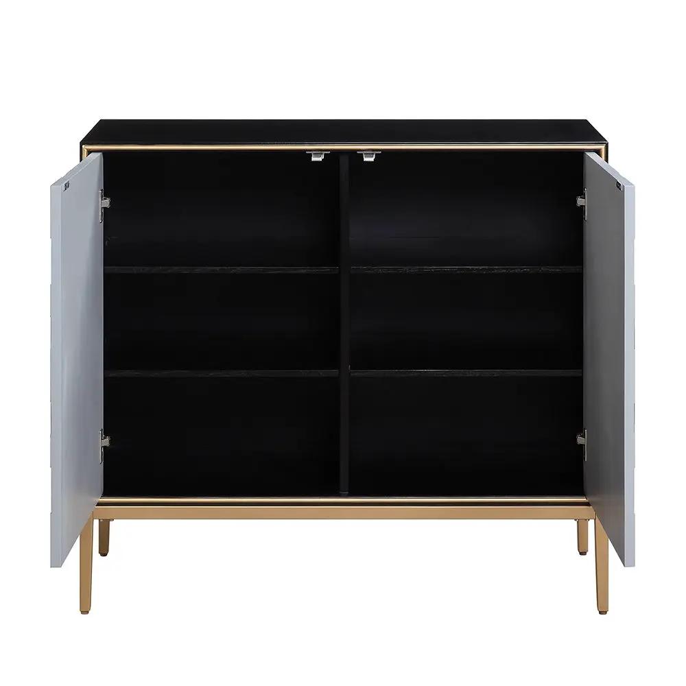 Quilla - Console Cabinet - Black, Gray & Brass by Unique Piece Furniture