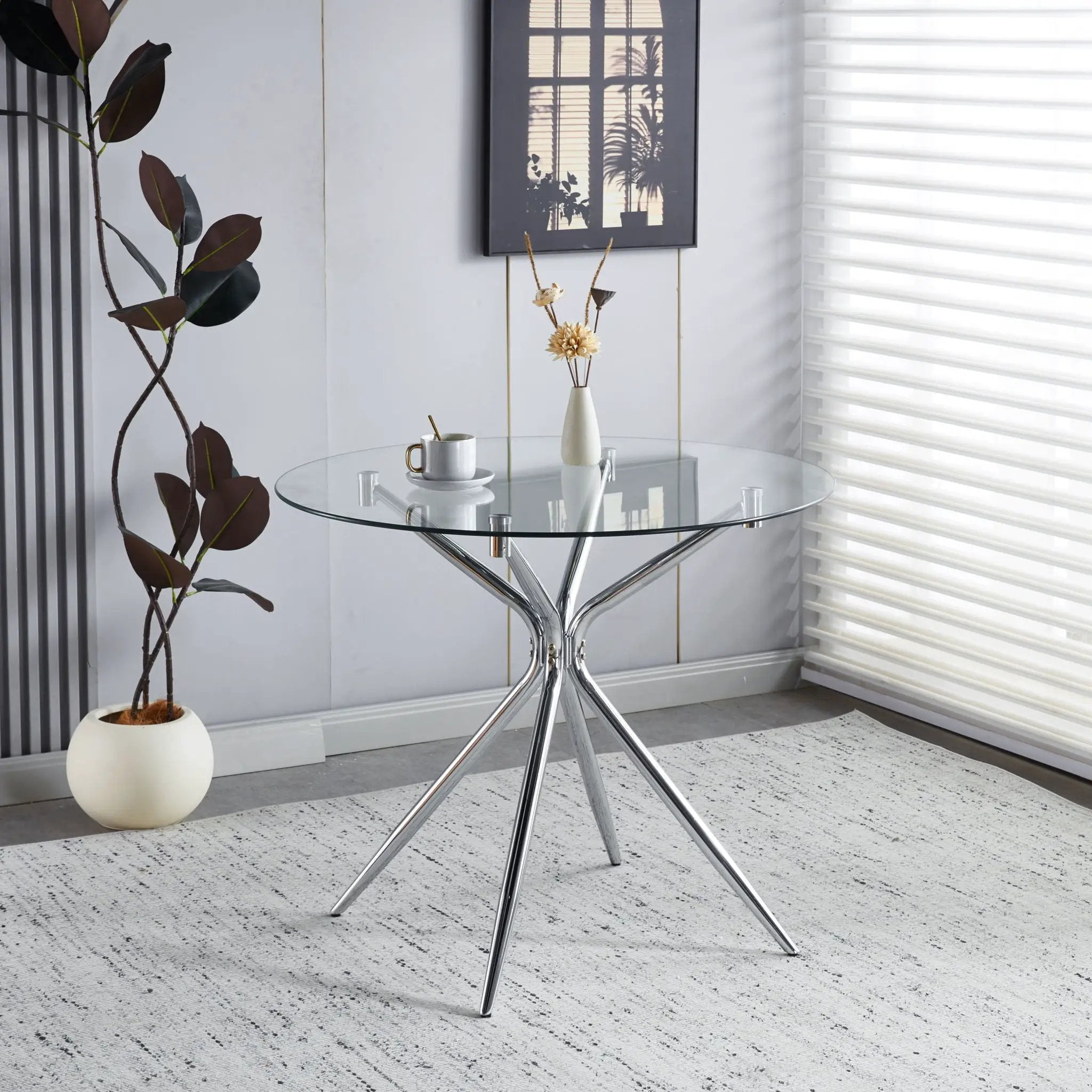 Compact Dining Table With Glass Top by Unique Piece Furniture