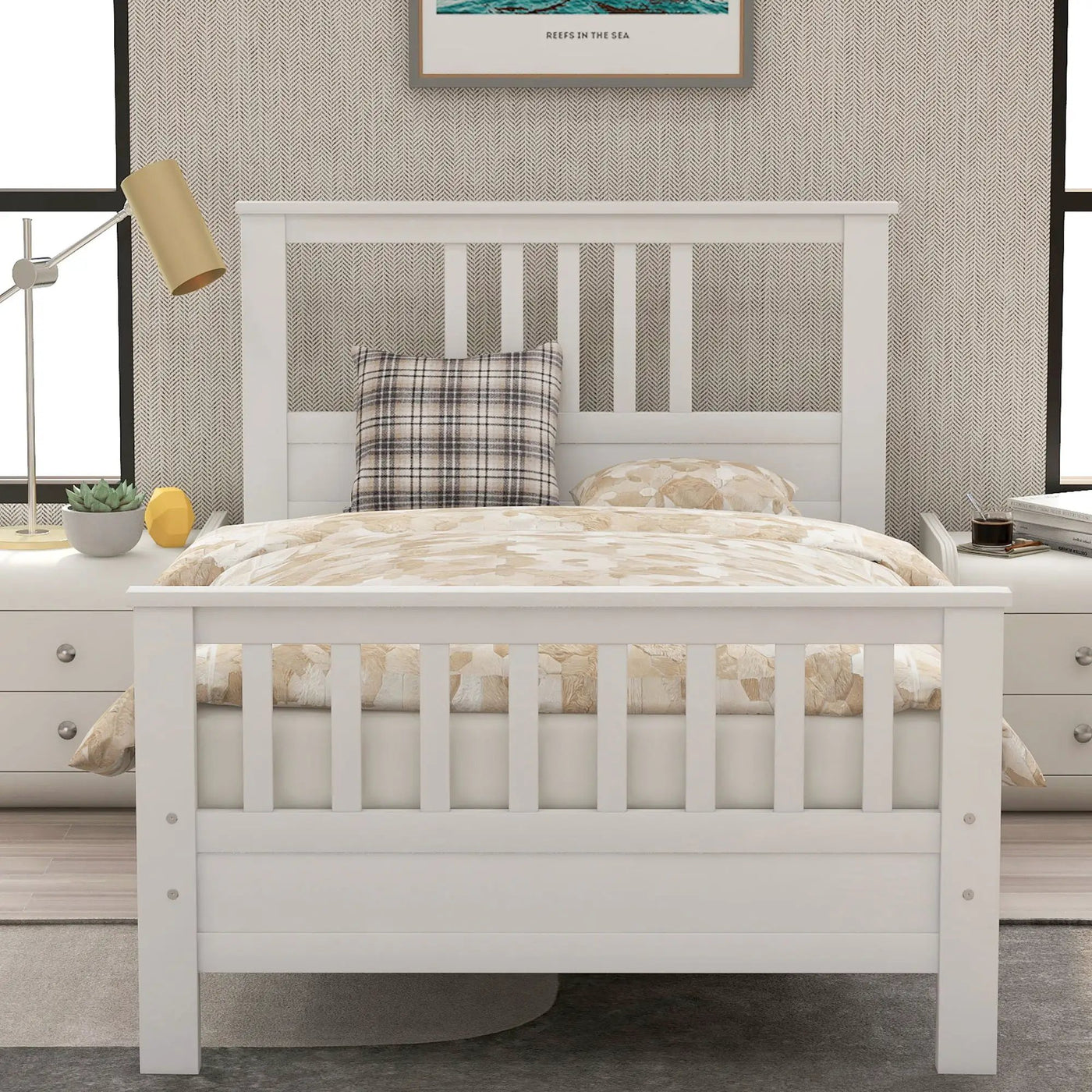 Platform Bed With Paneled Headboard And Footboard by HouseOfZazla