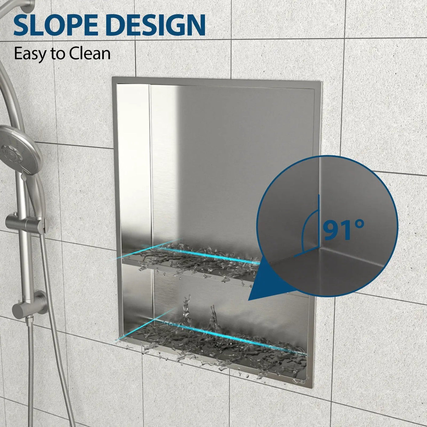 Modern Stainless Steel Shower Niche Double Shelf For Bathroom by HouseOfZazla