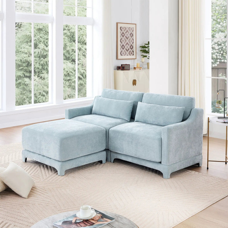 Stylish Sofa With Ottoman And Lumbar Pillows, Ergonomic Design by Unique Piece Furniture