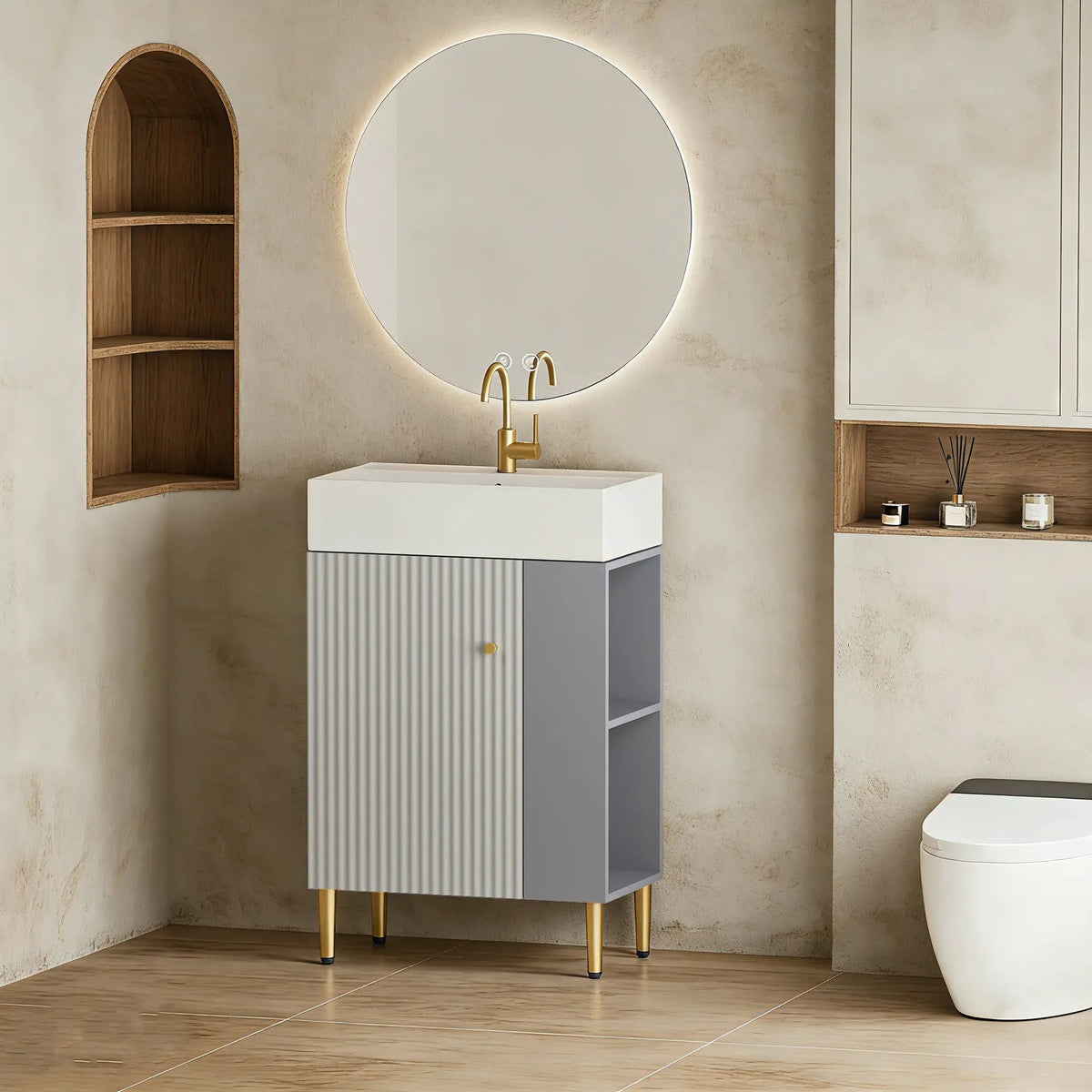 21.6" Open-Shelving Vanity with Ceramic Sink by HouseOfZazla