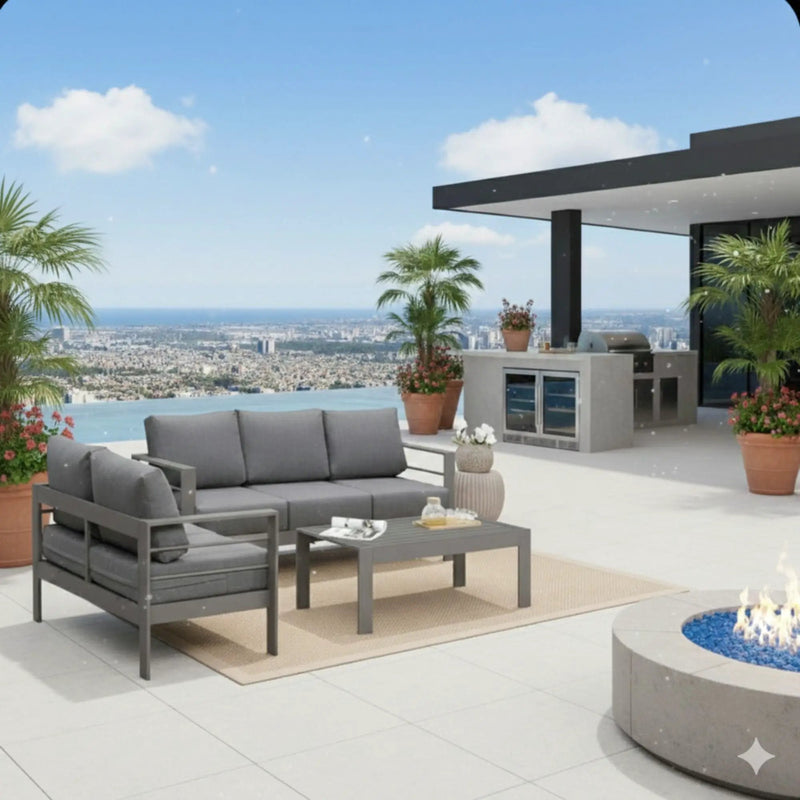 Outdoor Patio Set, All-Weather With Thick Cushions by HouseOfZazla