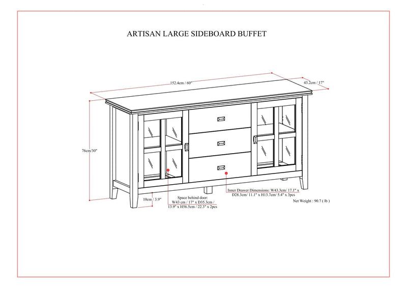 Artisan - Large Sideboard Buffet - Russet Brown by HouseOfZazla