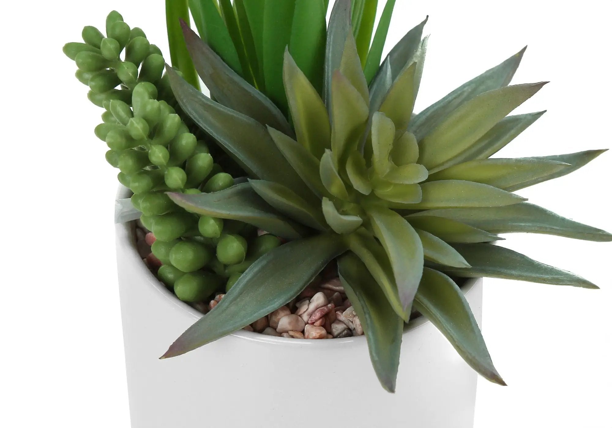 7" Tall Artificial Succulent Plant Set of 2 with White Ceramic Pots by HouseOfZazla