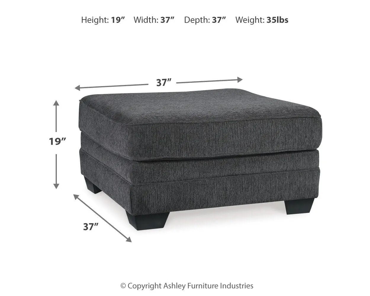 Tracling - Oversized Accent Ottoman - Slate by Unique Piece Furniture