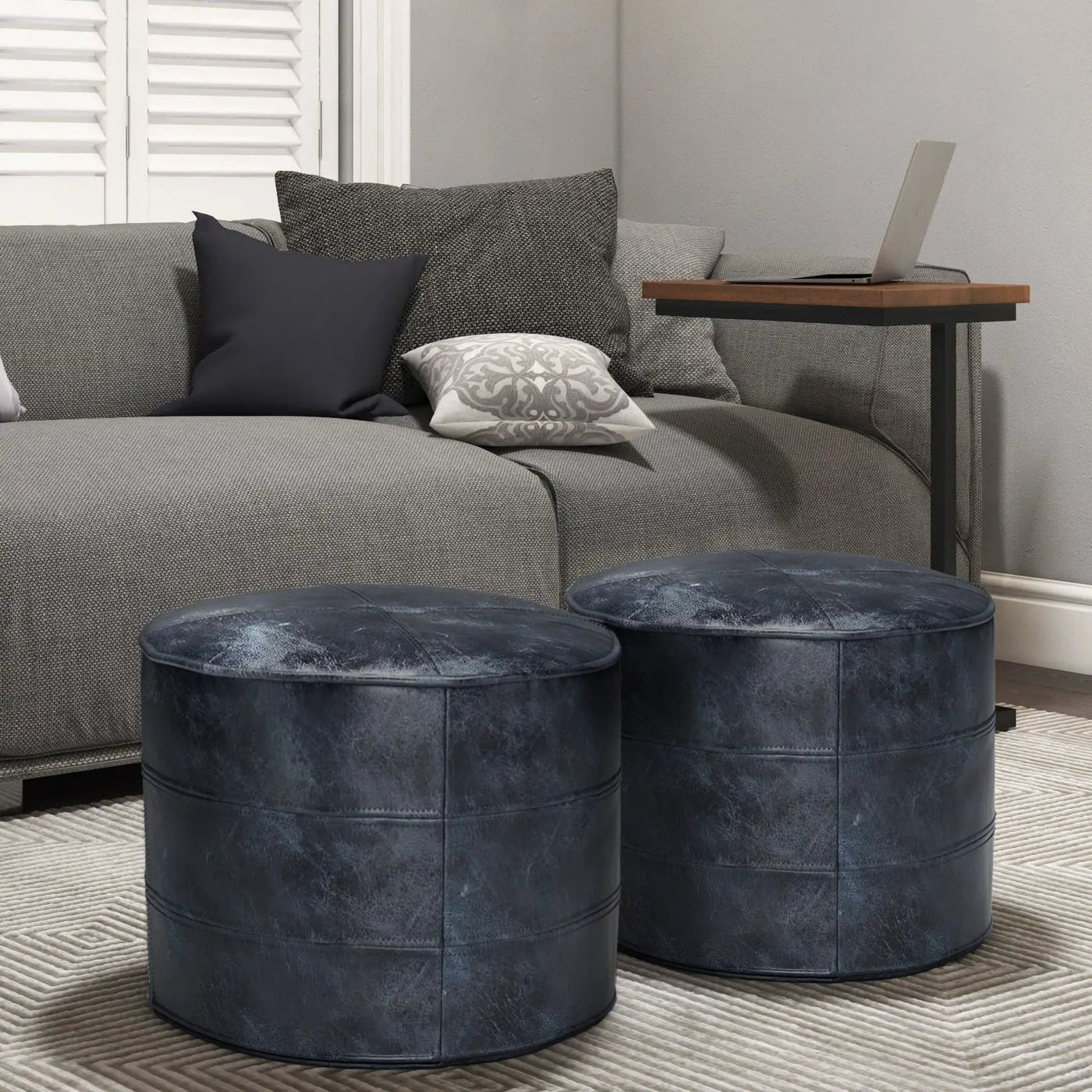 Connor - Handcrafted Round Pouf by Unique Piece Furniture