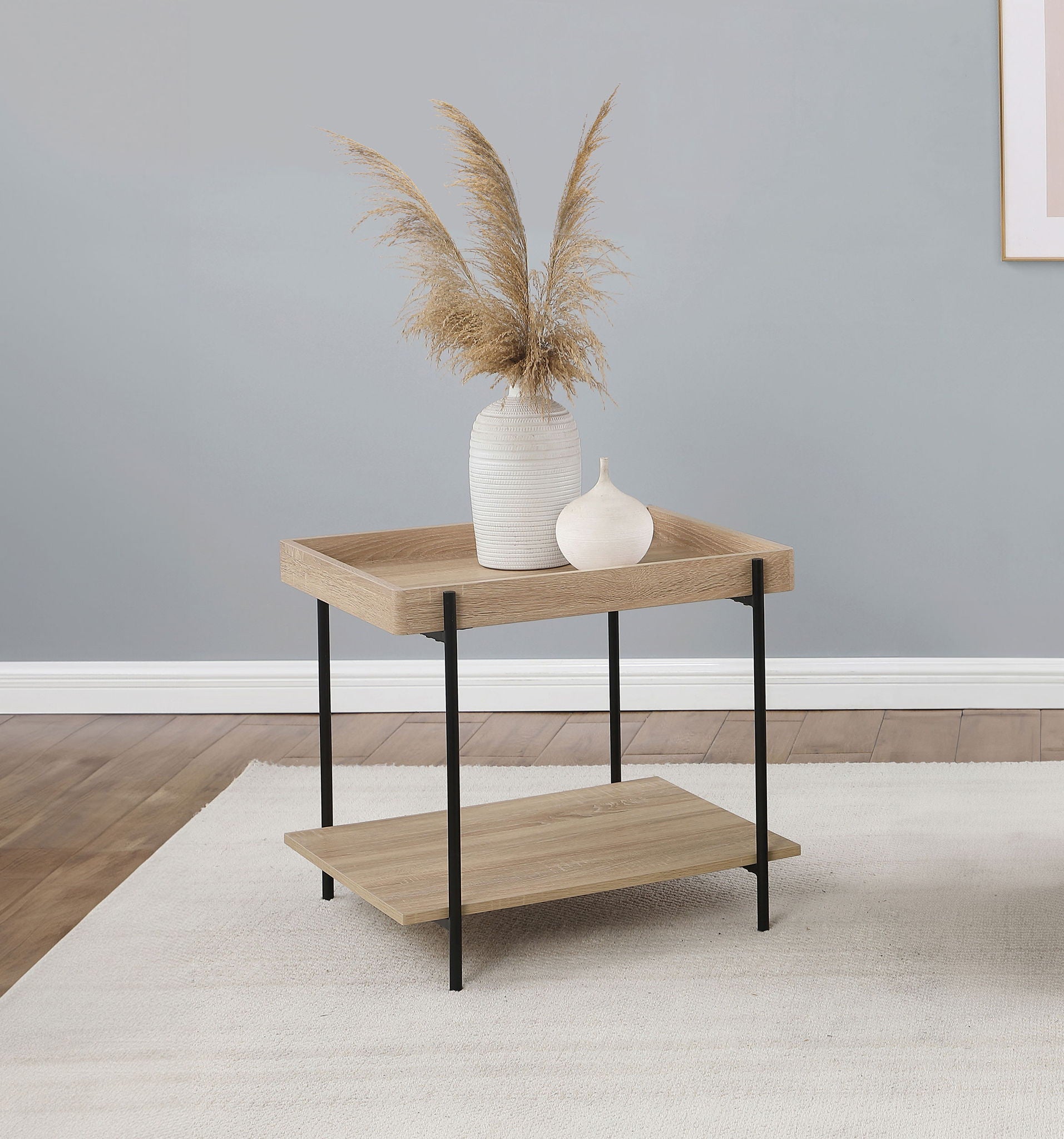 Fallon Square Engineered Wood End Table Light Brown by Unique Piece Furniture