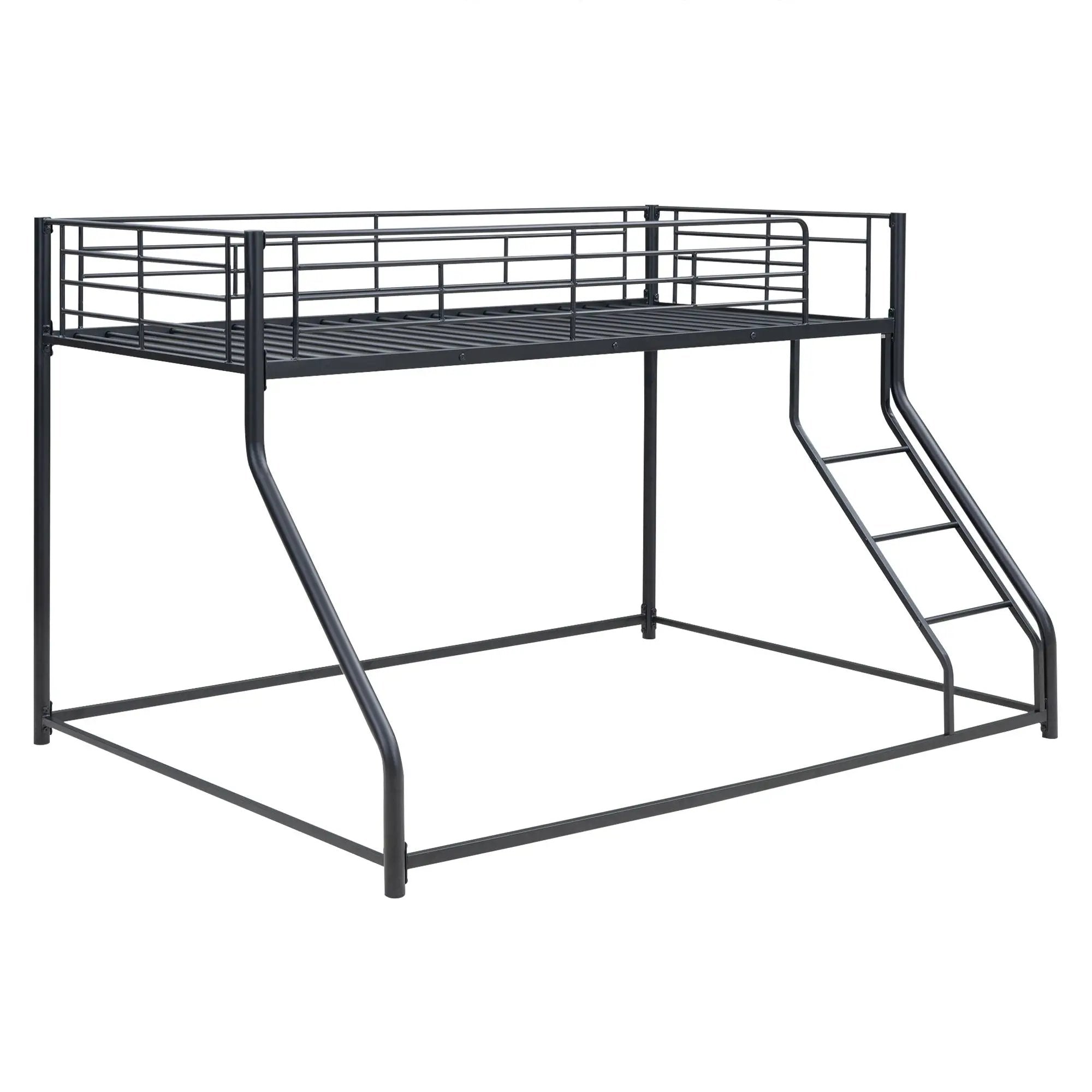 Metal Floor Bunk Bed With Sloped Ladder, Space Saving Design by Unique Piece Furniture