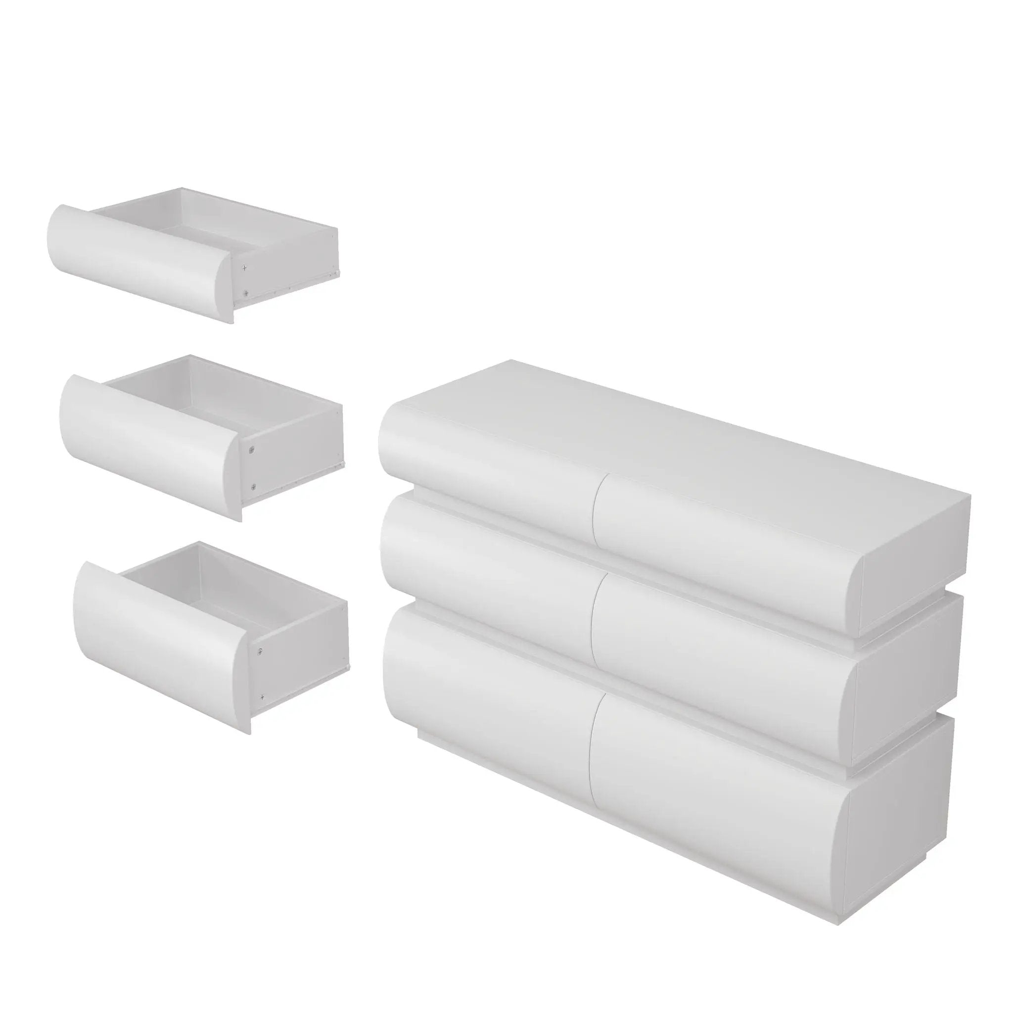 Minimalist Modern 6 Drawer Dresser, Handle Free Design With Wide Storage by Unique Piece Furniture