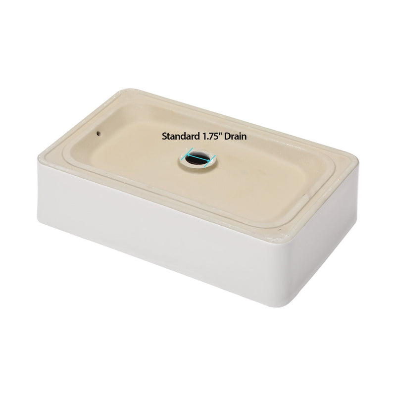 Modern European Design 21" X 14" Ceramic Rectangular Vessel Bathroom Sink - White by HouseOfZazla