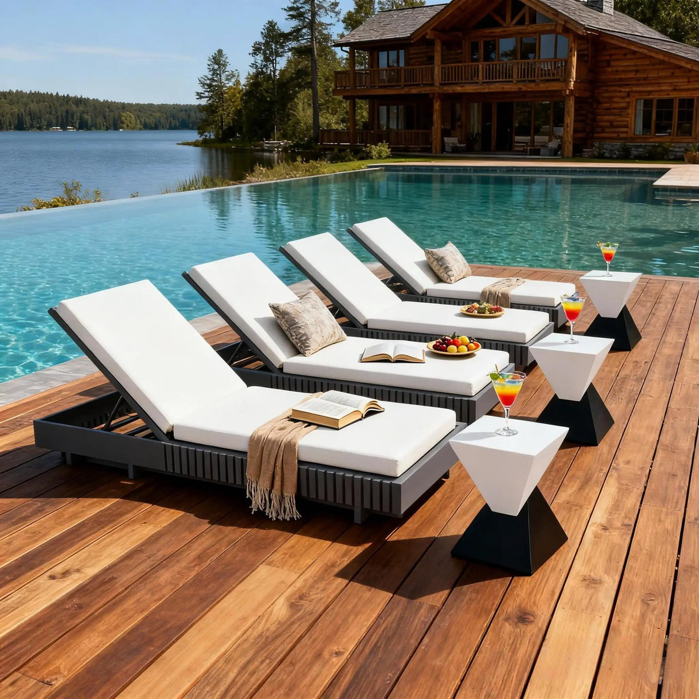 Dark Acacia Wood Chaise Lounge by HouseOfZazla