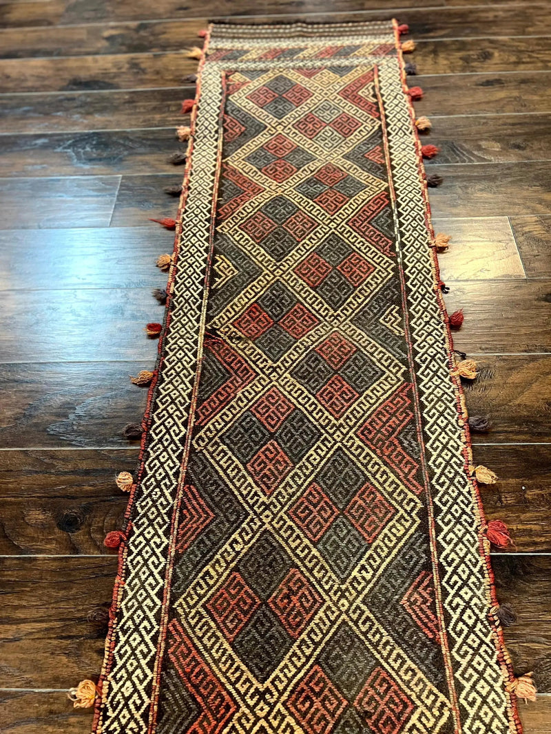 Tribal Runner Rug 2x8, Pakistani Turkoman Runner, Wool Handmade Vintage Rug by Jewel Rugs