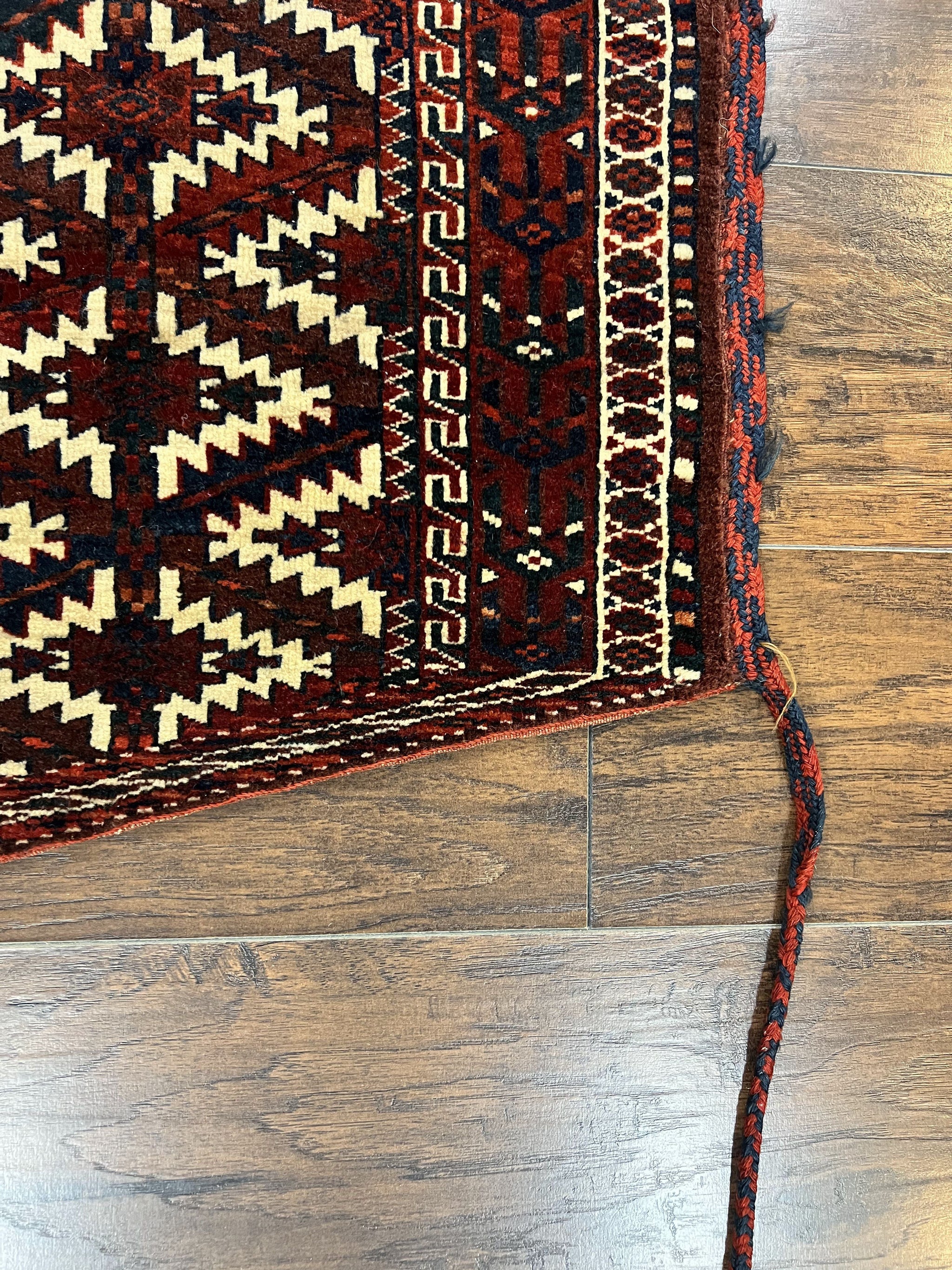 Antique Turkoman Camel Trapping, Turkoman Asmalyk, Red Black Ivory, Handmade, Hand Knotted Tribal Collectible Rug, Rare by Jewel Rugs