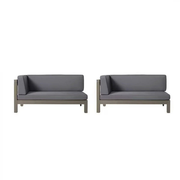 Aura 2 Piece Outdoor Set With X Back Left Bench And Corner - Dark Gray