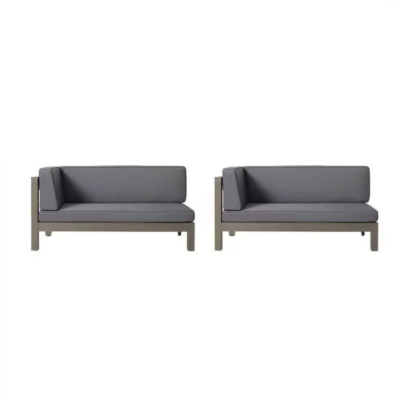 Aura 2 Piece Outdoor Set With X Back Left Bench And Corner - Dark Gray by HouseOfZazla