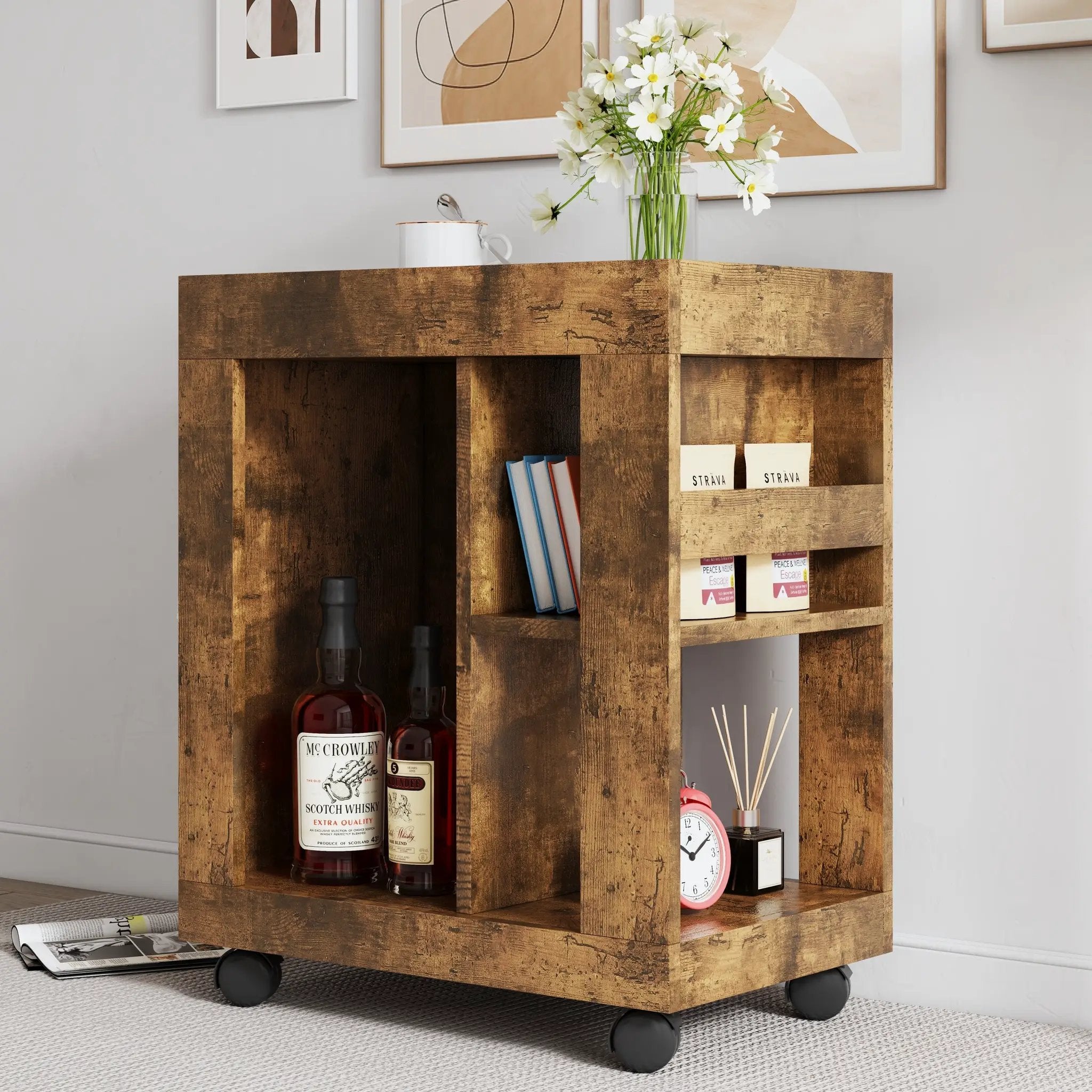 Mid-century Modern Style Movable Side Cabinet by HouseOfZazla