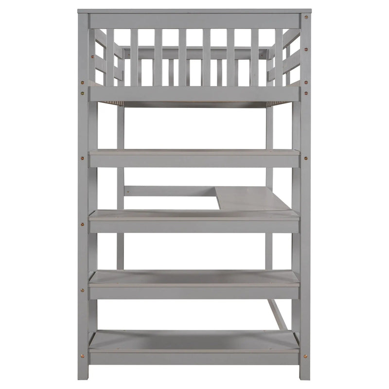 Loft Bed With Storage Shelves And Under Bed Desk by Unique Piece Furniture