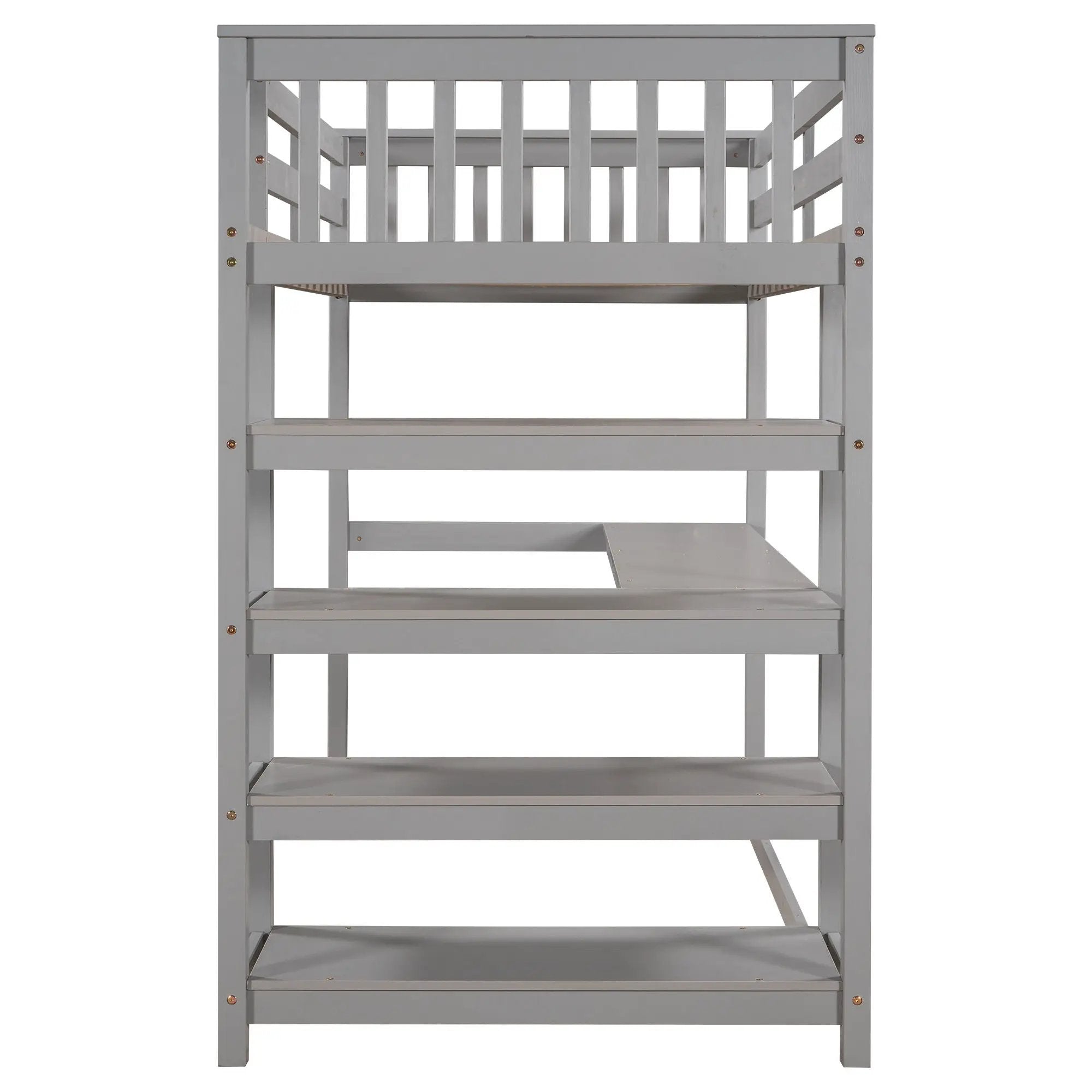 Loft Bed With Storage Shelves And Under Bed Desk