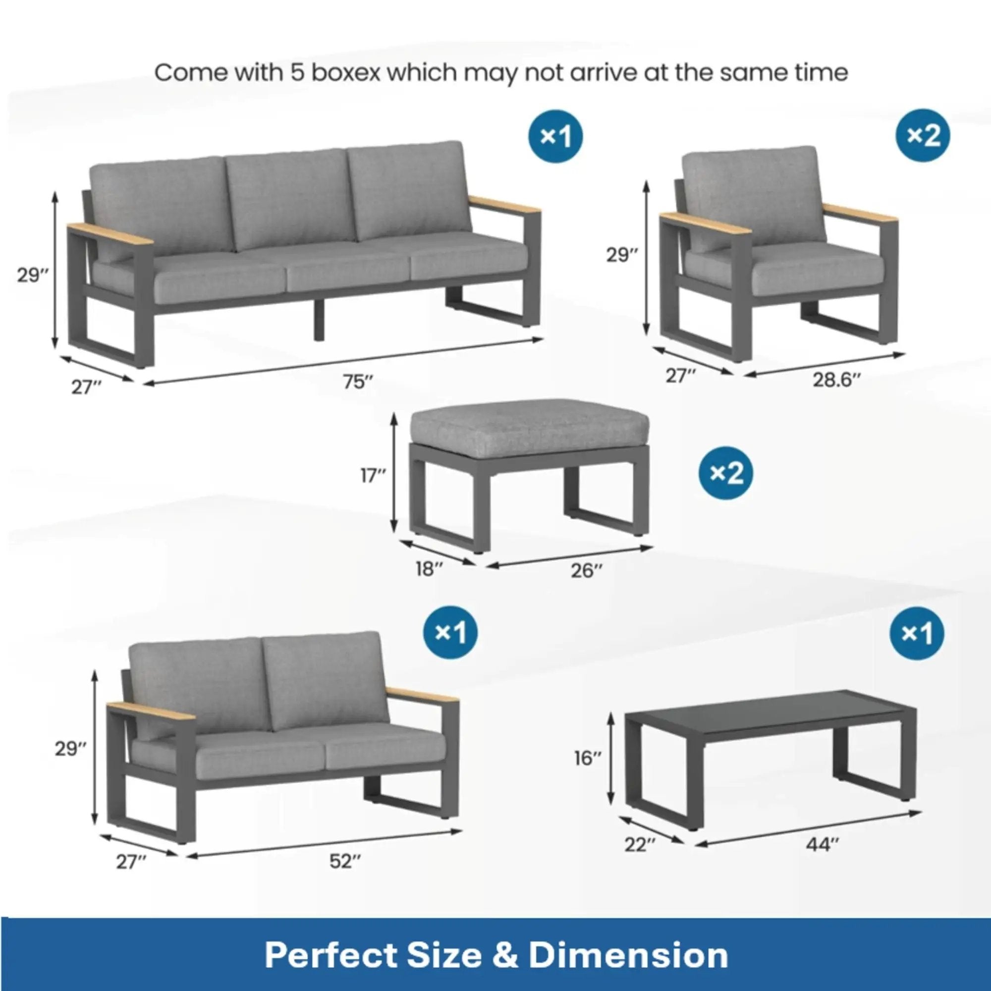 Modern Outdoor Sofa Set With Coffee Table by HouseOfZazla