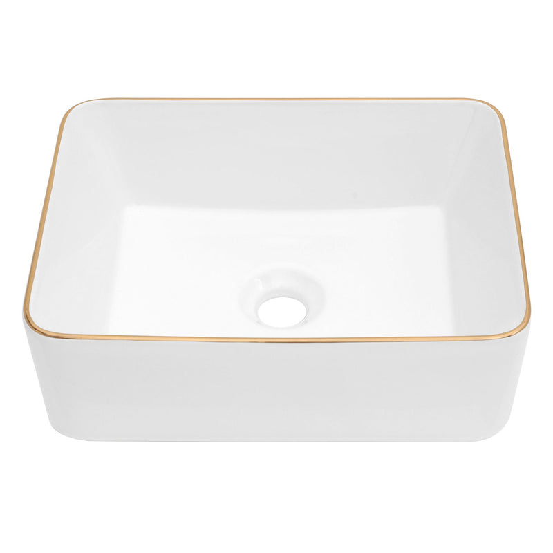 Modern European Style Ceramic Rectangular Vessel Bathroom Sink by HouseOfZazla